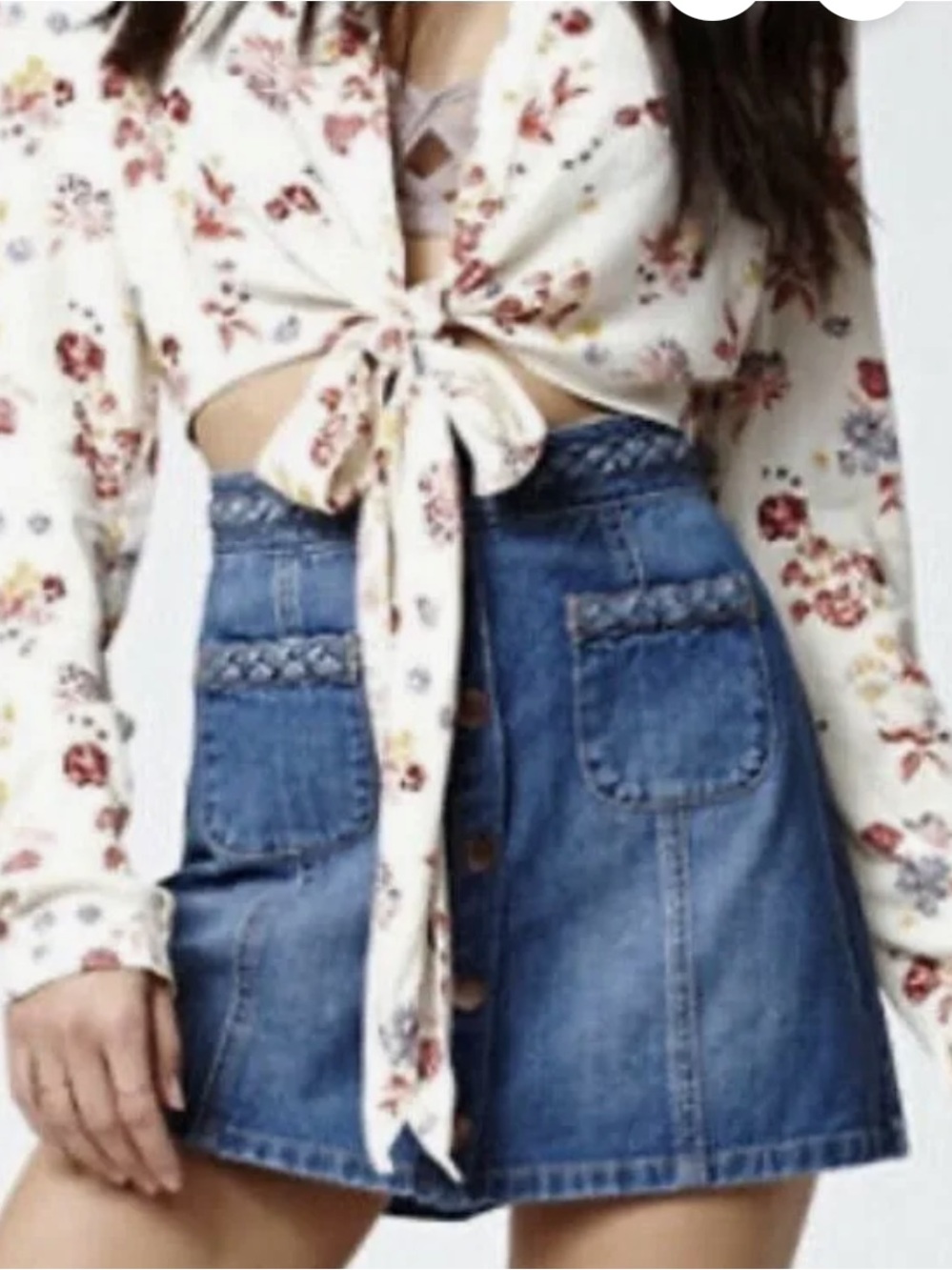 Kendall + Kylie Braided Style Denim Mini Skirt